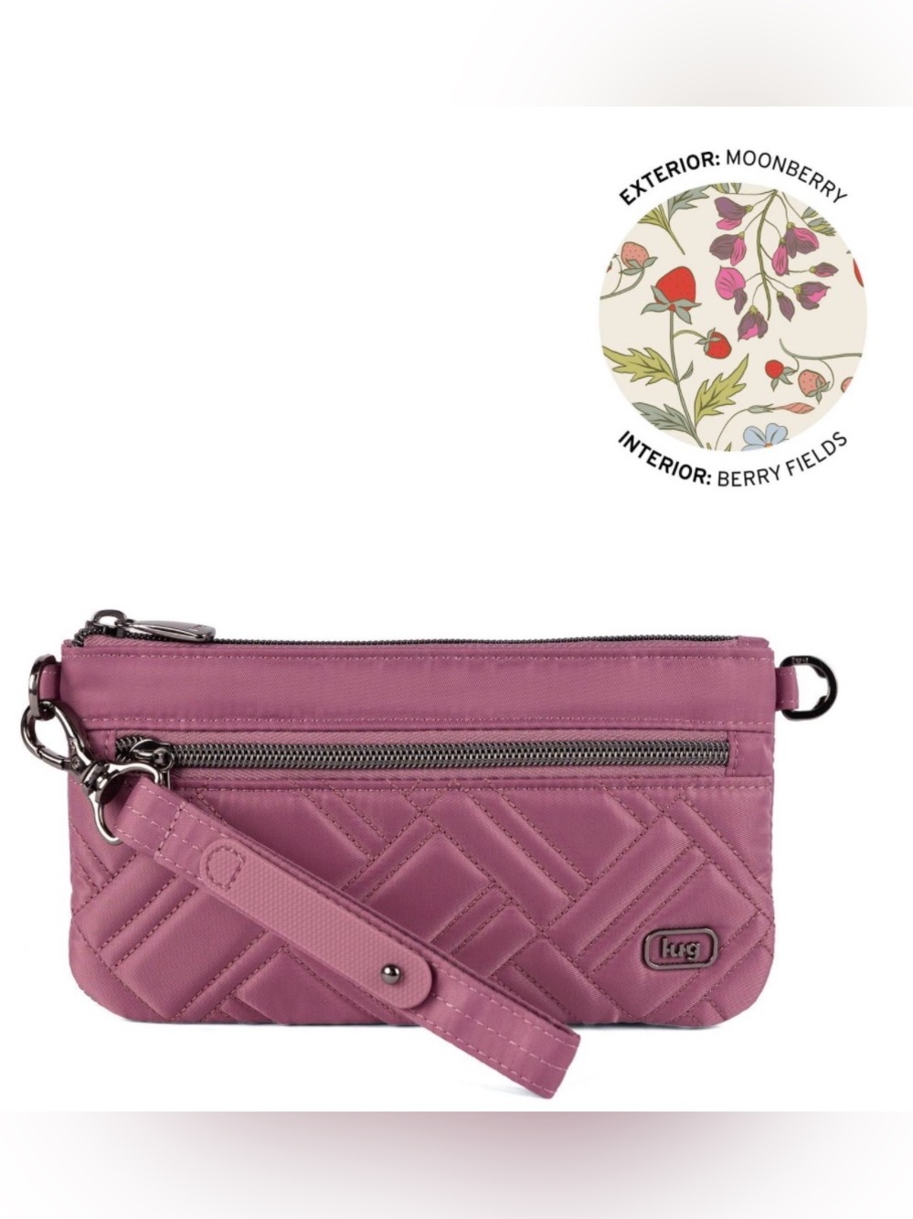 Lug Super Metro XL Wristlet w/Charm Bar NWT Moonberry
